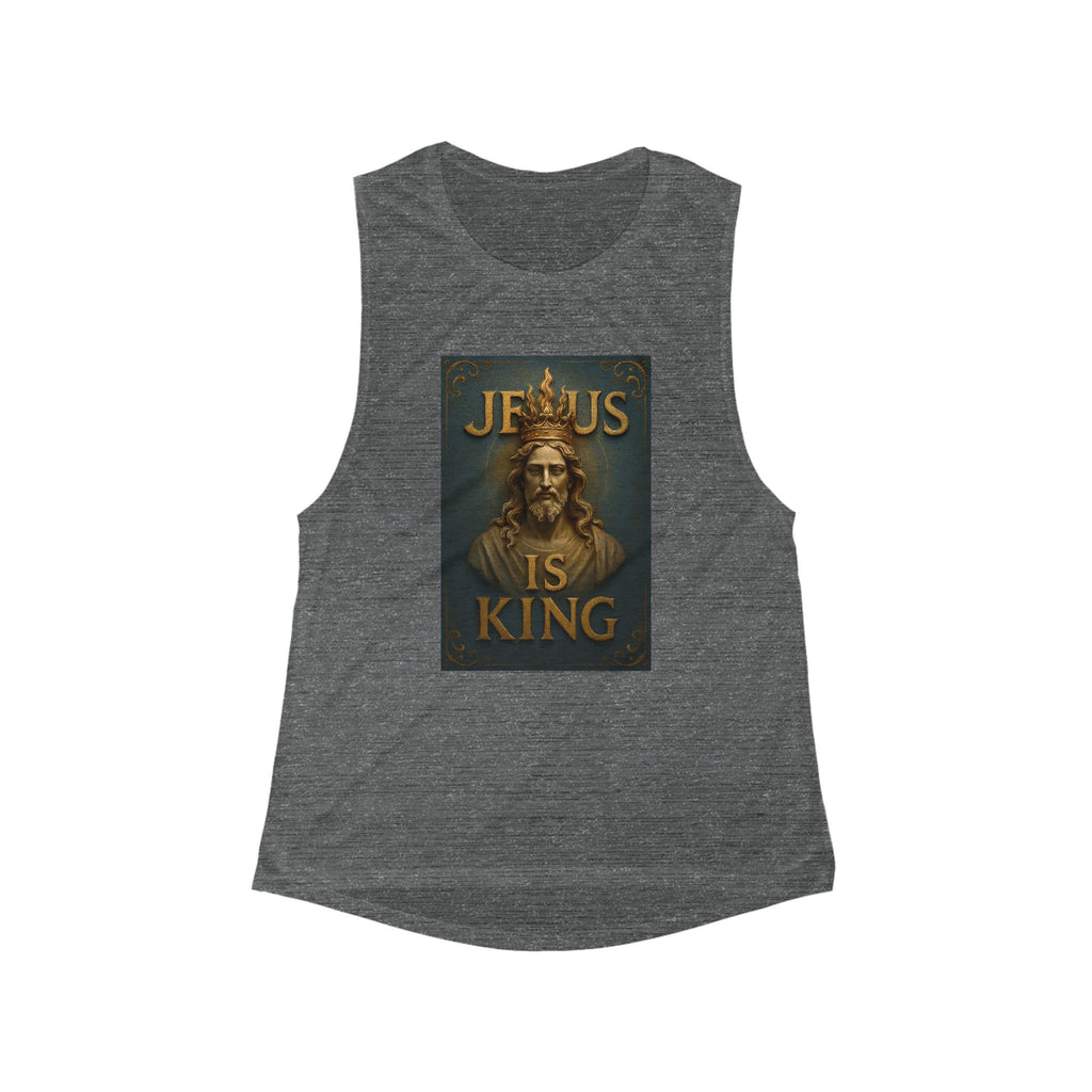 Jesus Is King Women's Scoop Muscle Tank — Christian Faith Graphic Tank Top