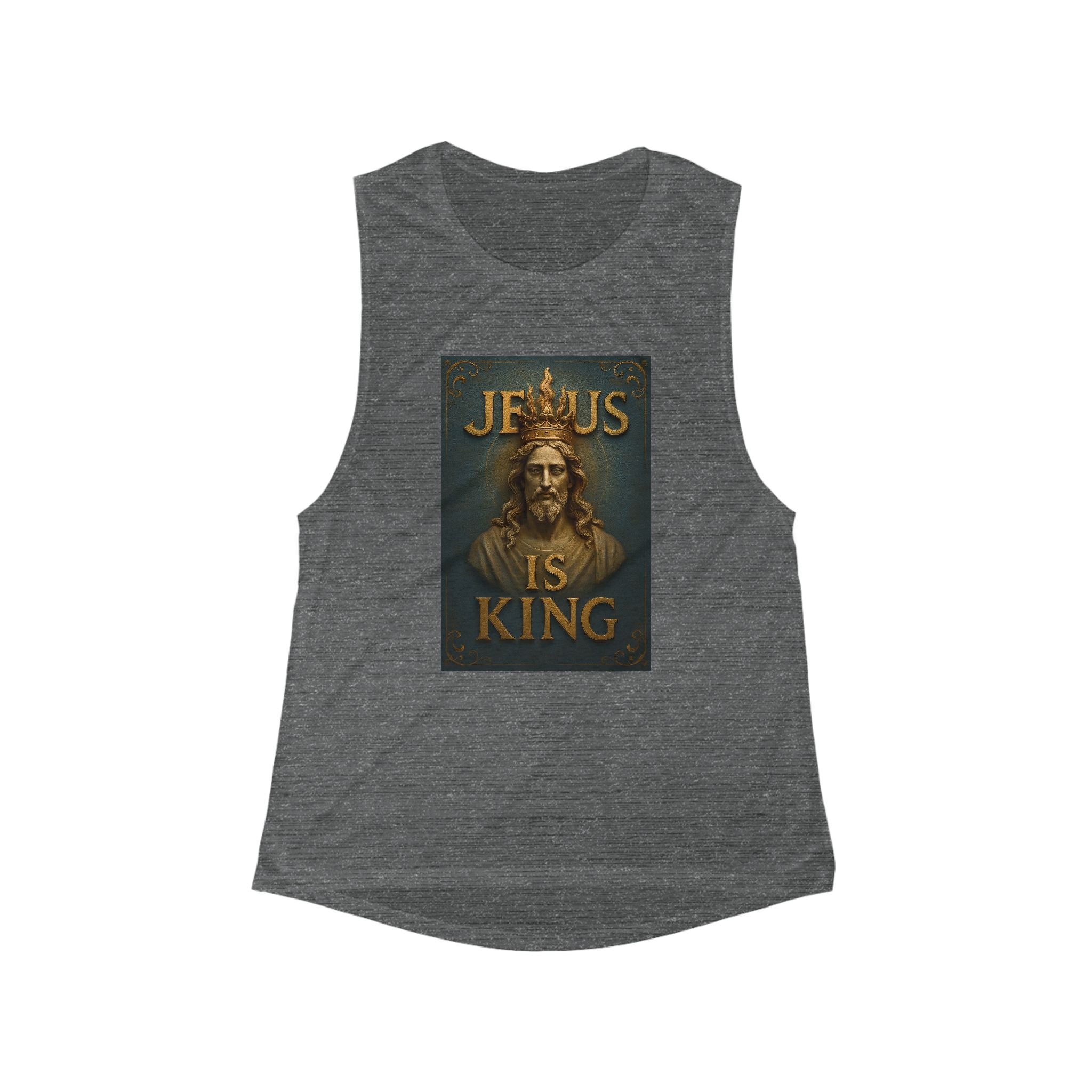 Jesus Is King Women's Scoop Muscle Tank — Christian Faith Graphic Tank Top