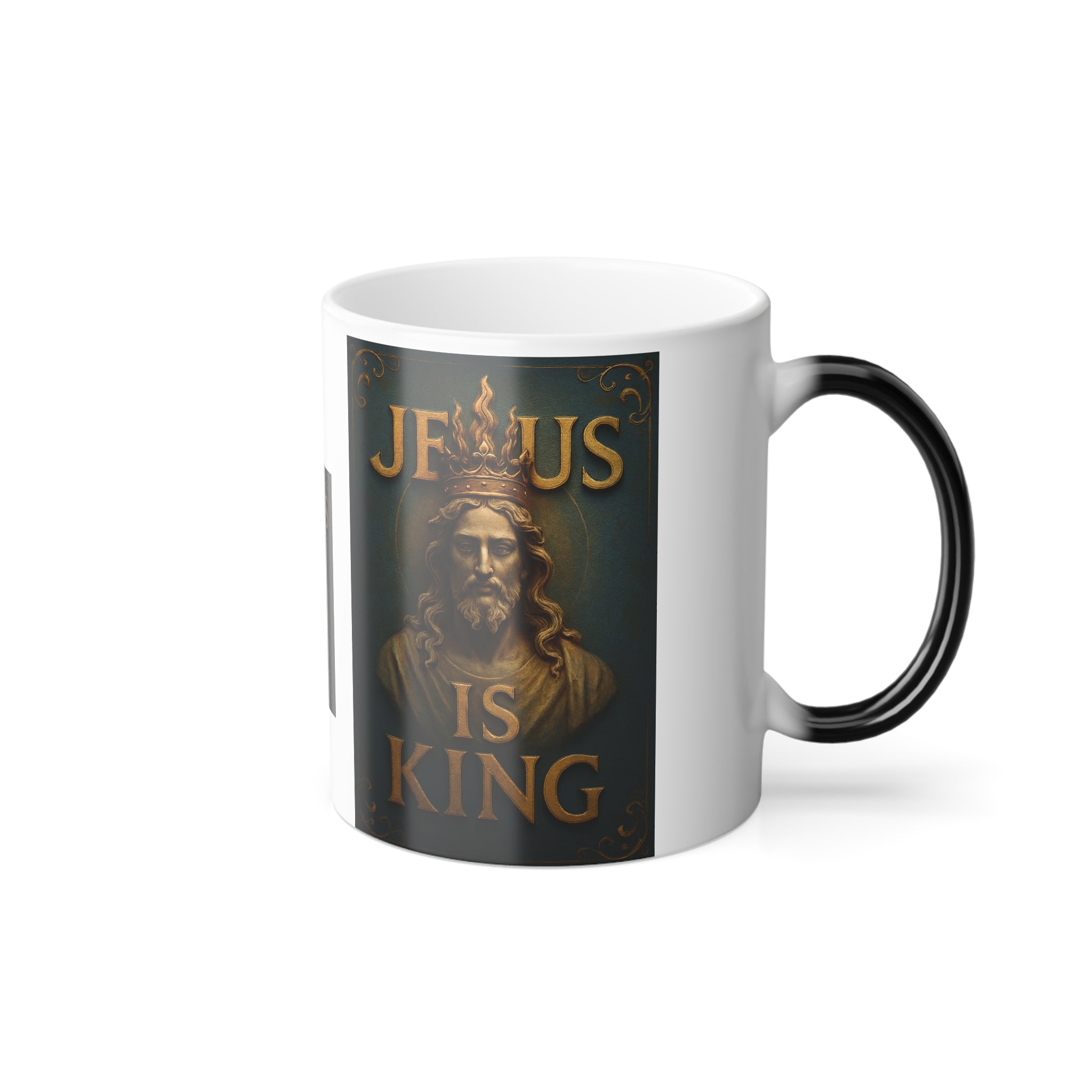 Color-Changing Mug — "Jesus Is King" Royal Portrait, 11 oz