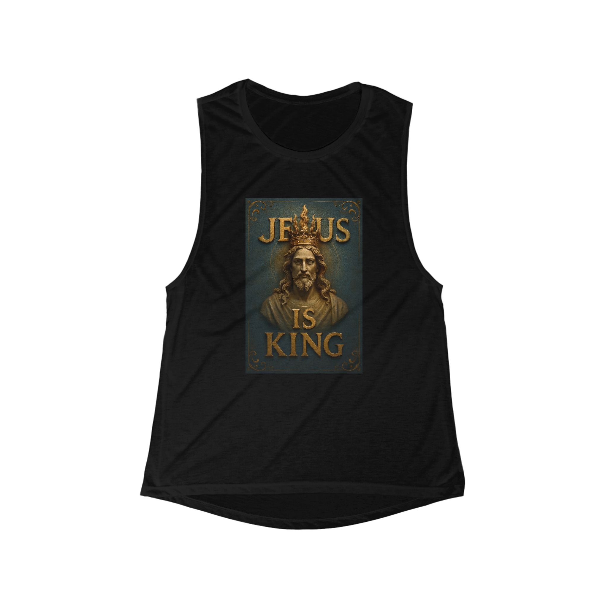 Jesus Is King Women's Scoop Muscle Tank — Christian Faith Graphic Tank Top